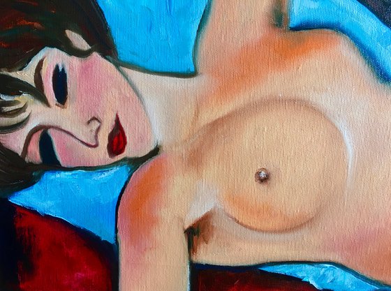 Red Nude Amedeo Modigliani inspired