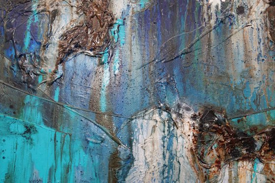 Organic Jade 140cm x 100cm Blue Jade Textured Abstract Art