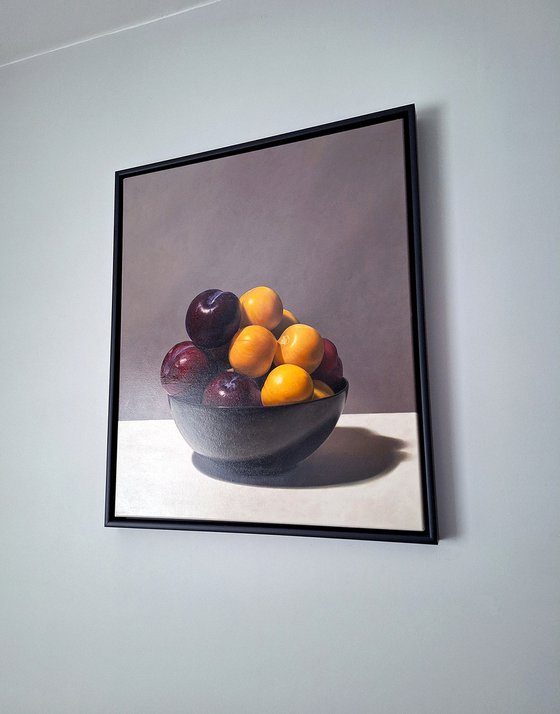 Plums In Black Porcelain