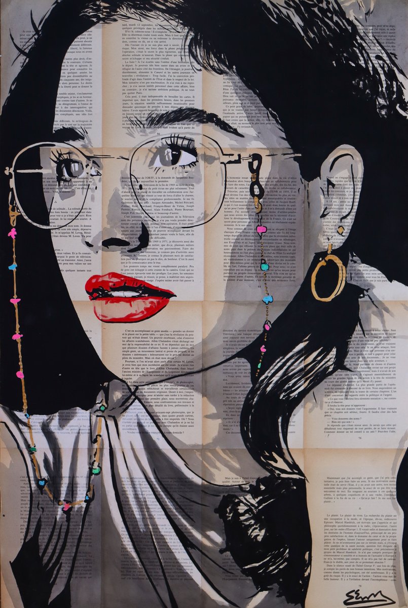 Expressive Portrait Acrylic Painting By Jan Noah, 22 X 35, The Woman Who Has A Point Of View, Original Artwork