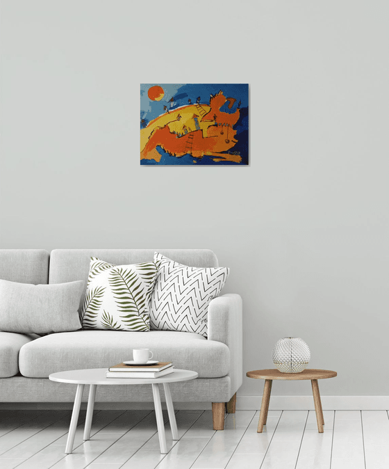 Yellow city (45x60cm, oil painting, ready to hang)