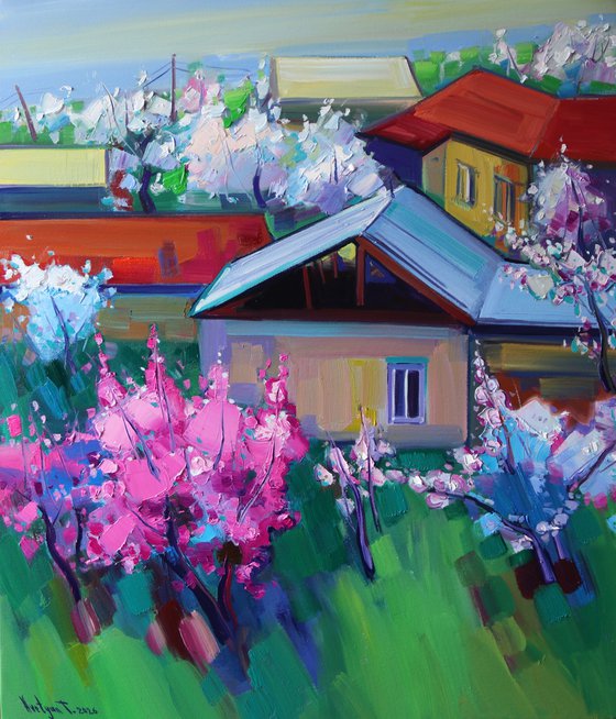Spring in village