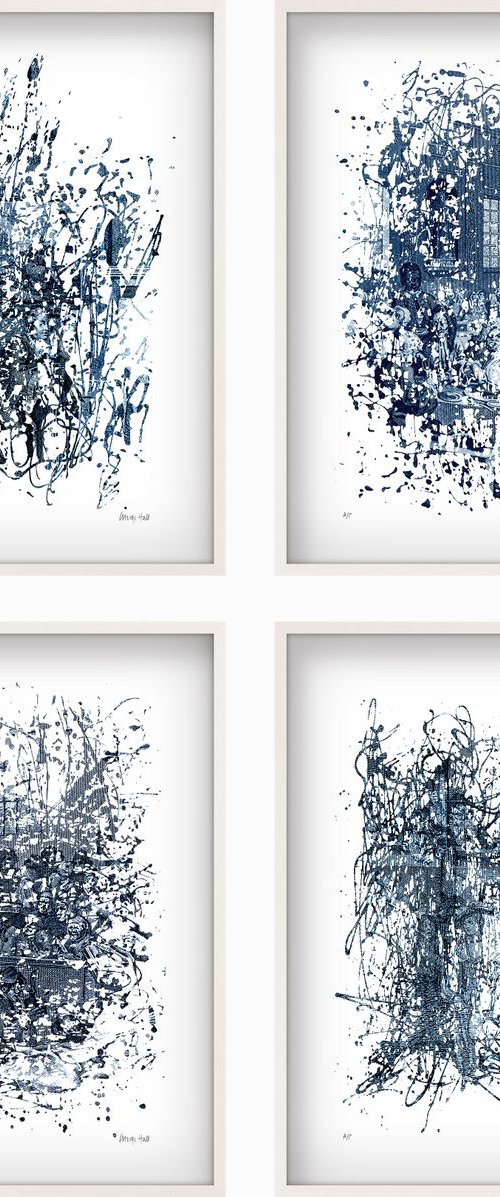 'Splash History' new series of 4 artworks in white box frames by George Hall