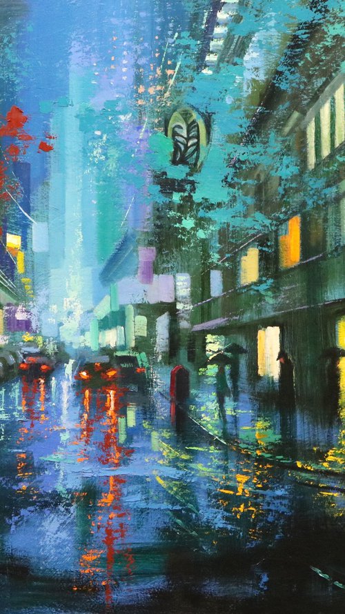 BLUE RAIN AND BROADWAY by Chin H Shin
