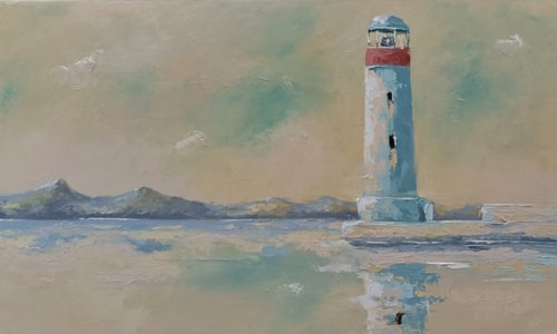 Lighthouse oil painting. Oil on canvas art by Marinko Šaric