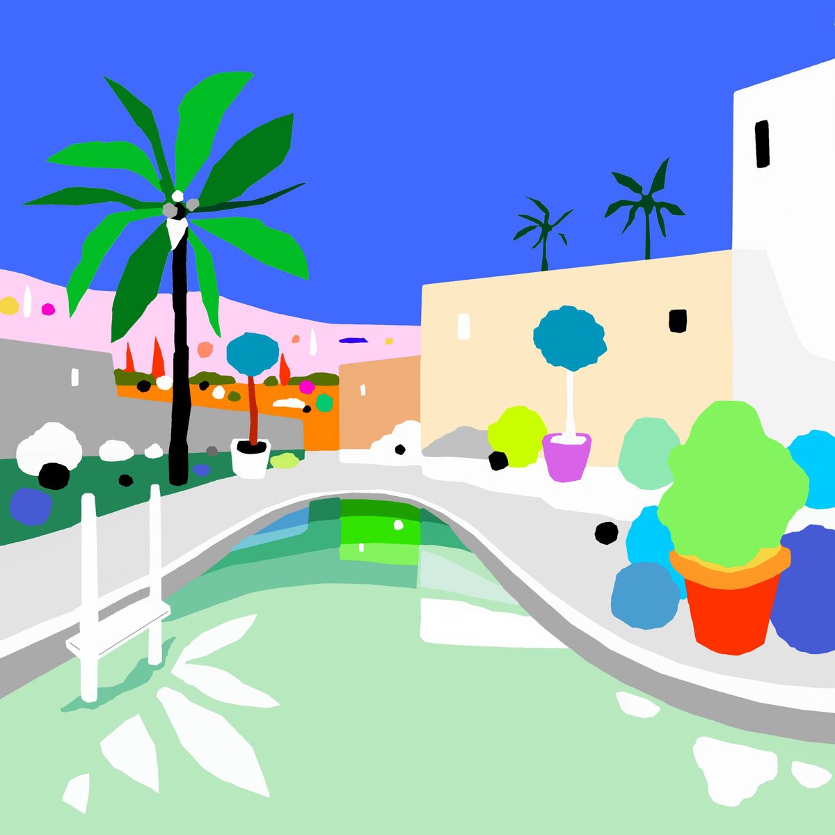 Urban And Pop Cityscapes Giclee Print By Alejos, 17 X 17, The Mirror, Original Artwork