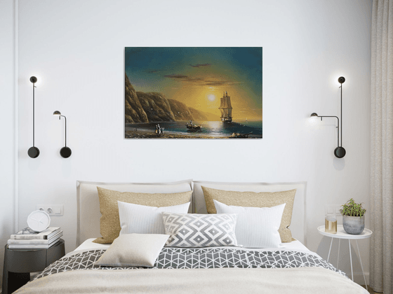 Fishing day-2 (60x90cm, oil painting, ready to hang)