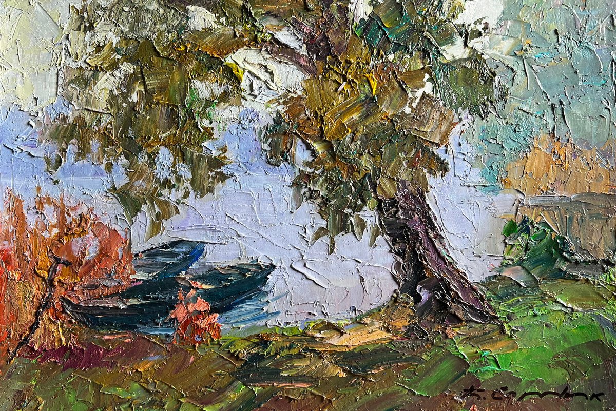 Boats On The Shore By Boris Serdyuk, 12 X 8, Artwork For Sale On Artfinder
