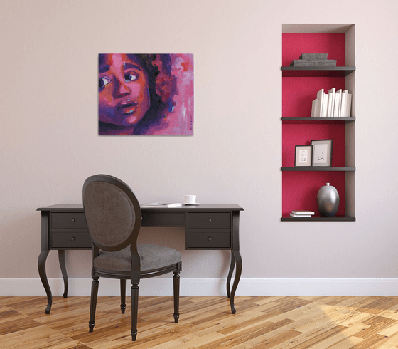 Young Black Female Face — Curious