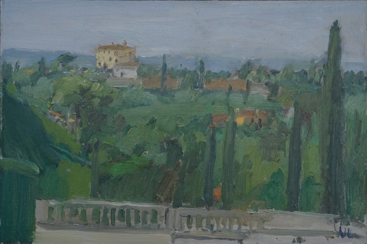 Impressionistic Landscape Oil Painting By Alex James Long, 12 X 8, Forte Di Belvedere, Florence, Original Artwork