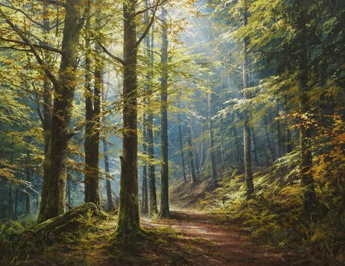 A walk in the morning forest by Viktar Yushkevich YUVART
