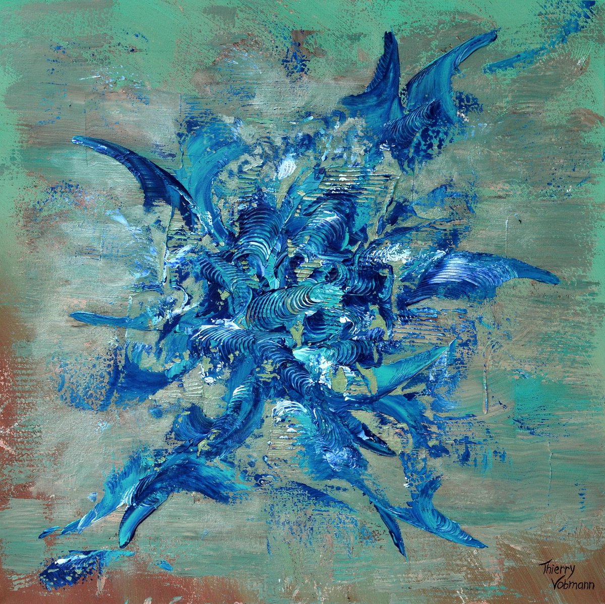 Abstract Acrylic Painting By Thierry Vobmann. Abstract ., 28 X 28", Intimate Feeling, Original Artwork