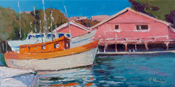 Orange Boat and Pink House