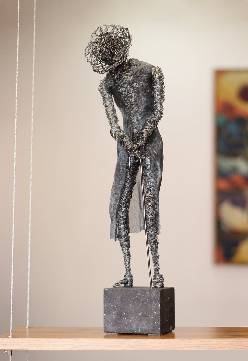 Expressive Portrait Sculpture By Karen Axikyan, 6 X 20", Peaceful Old Age, Original Artwork