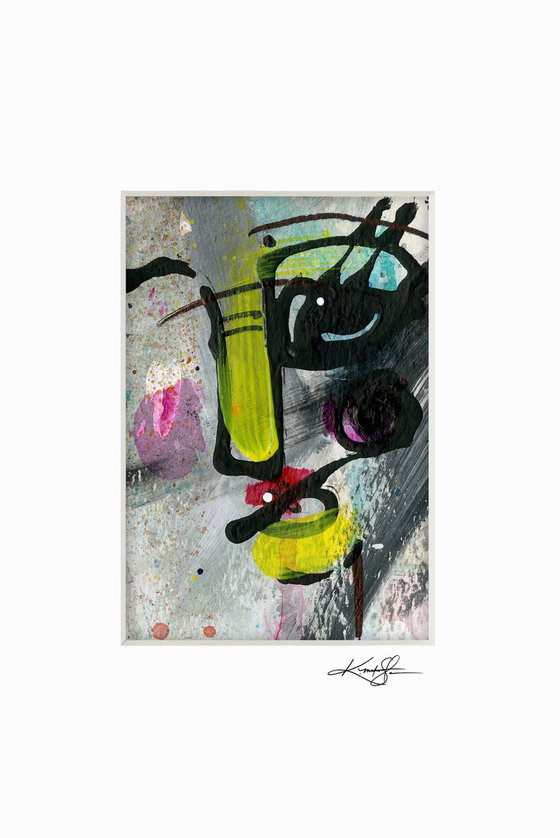 Little Funky Face 13 - Abstract Painting by Kathy Morton Stanion