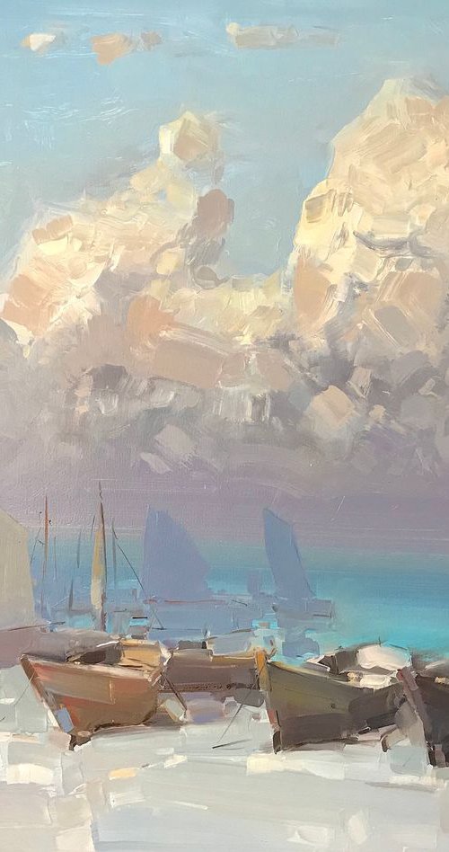 Seashore, Original oil painting, Handmade artwork, One of a kind by Vahe Yeremyan