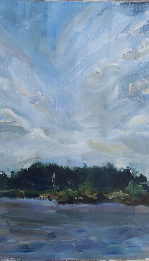 Landscape with lake and clouds by Natasha Voronchikhina