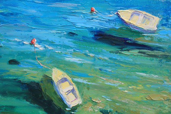 The depth sea with boats