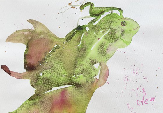 Pink Parrot and Chameleon