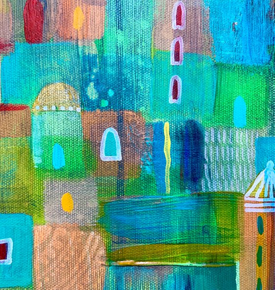 Eastern City, abstract painting, cityscape