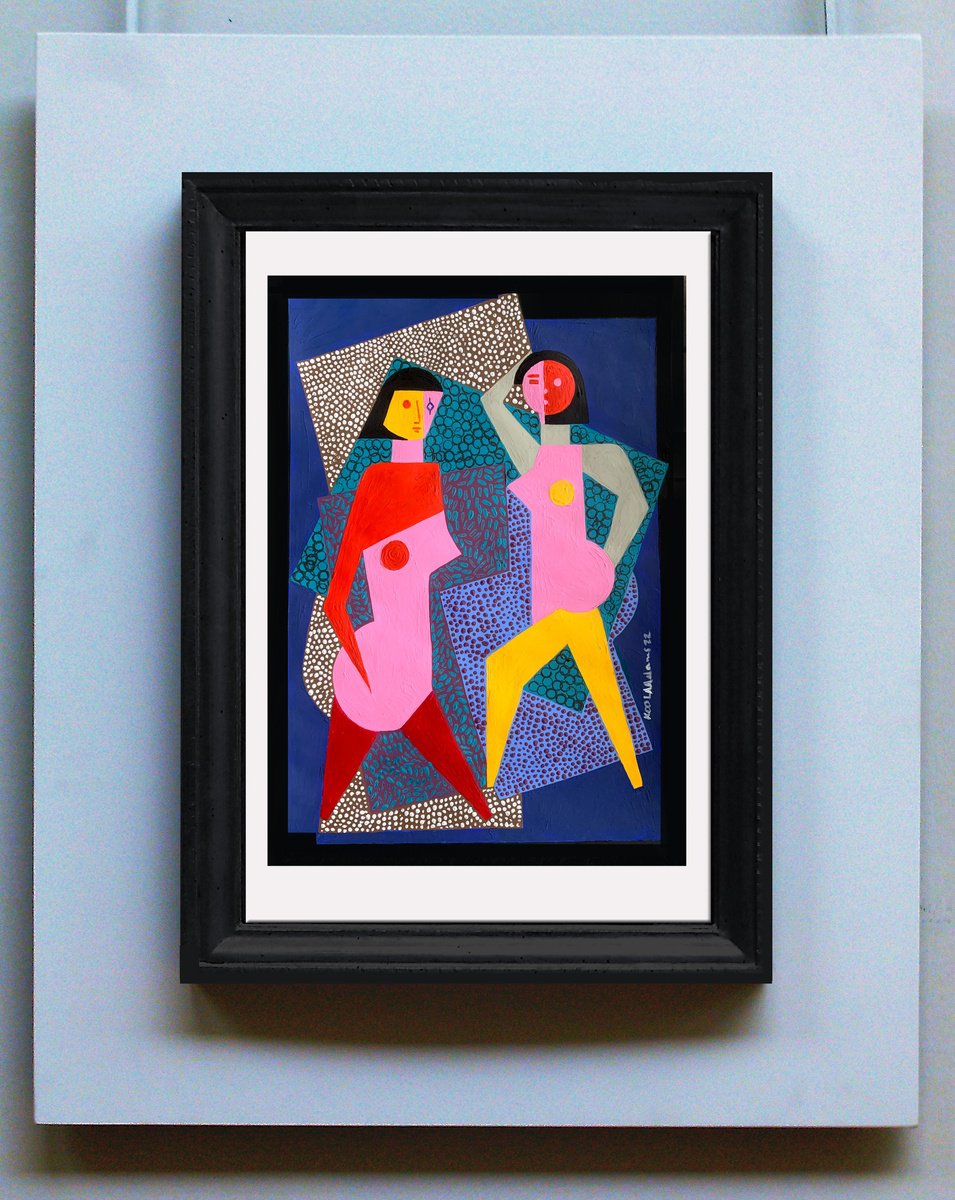 Two Cubist Women By Koola Adams, 12 X 17, Artwork For Sale On Artfinder