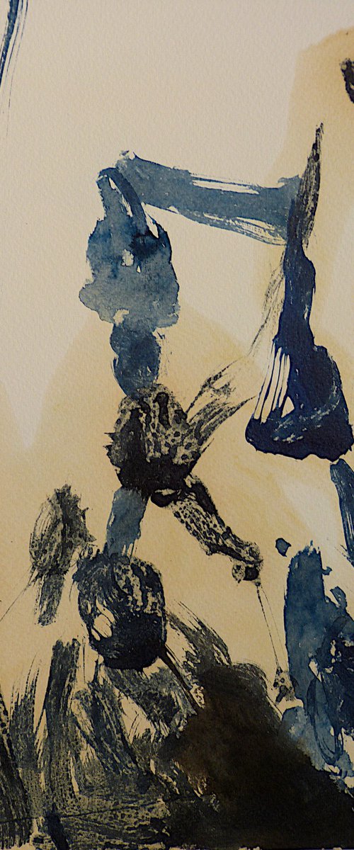 Expressive Gestural Sketch 1, oil on paper 24x32 cm by Frederic Belaubre