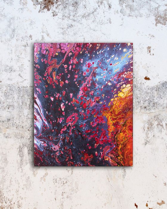 "Molten" - FREE USA SHIPPING - Original Abstract PMS Fluid Acrylic Painting - 16 x 20 inches