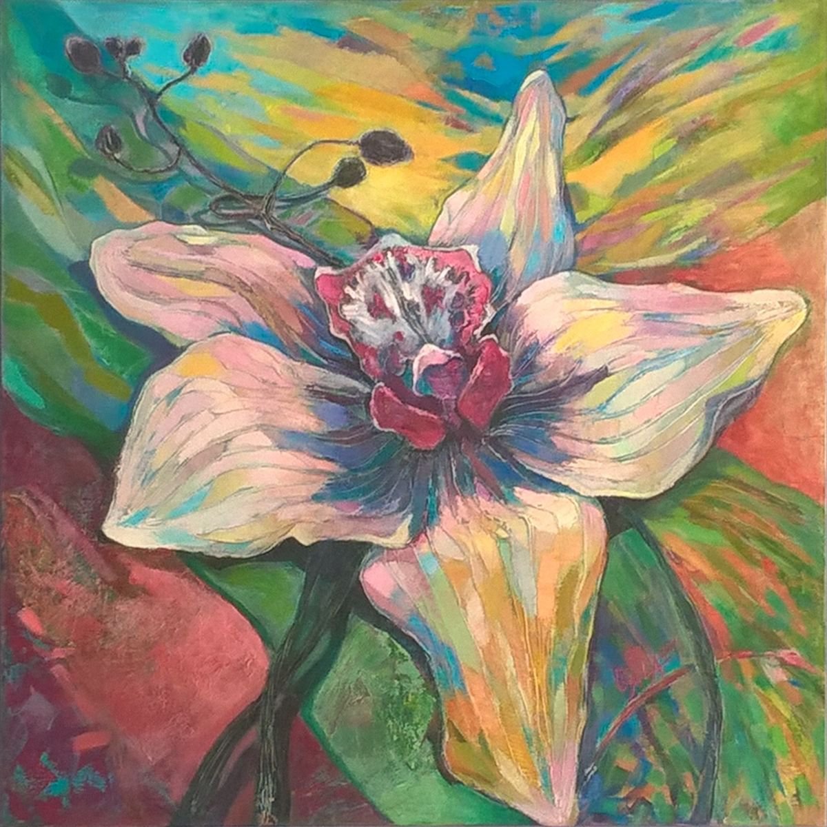 Expressive Oil Painting , Orchid By Galya Koleva, 31 X 31, Artwork For Sale On Artfinder