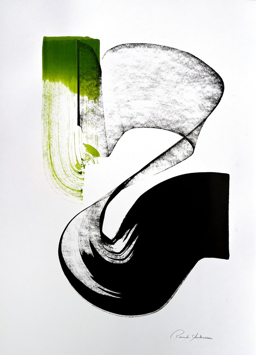 Expressive Abstract Ink Drawing By Randi Antonsen, 17 X 24", Gesture, Original Artwork