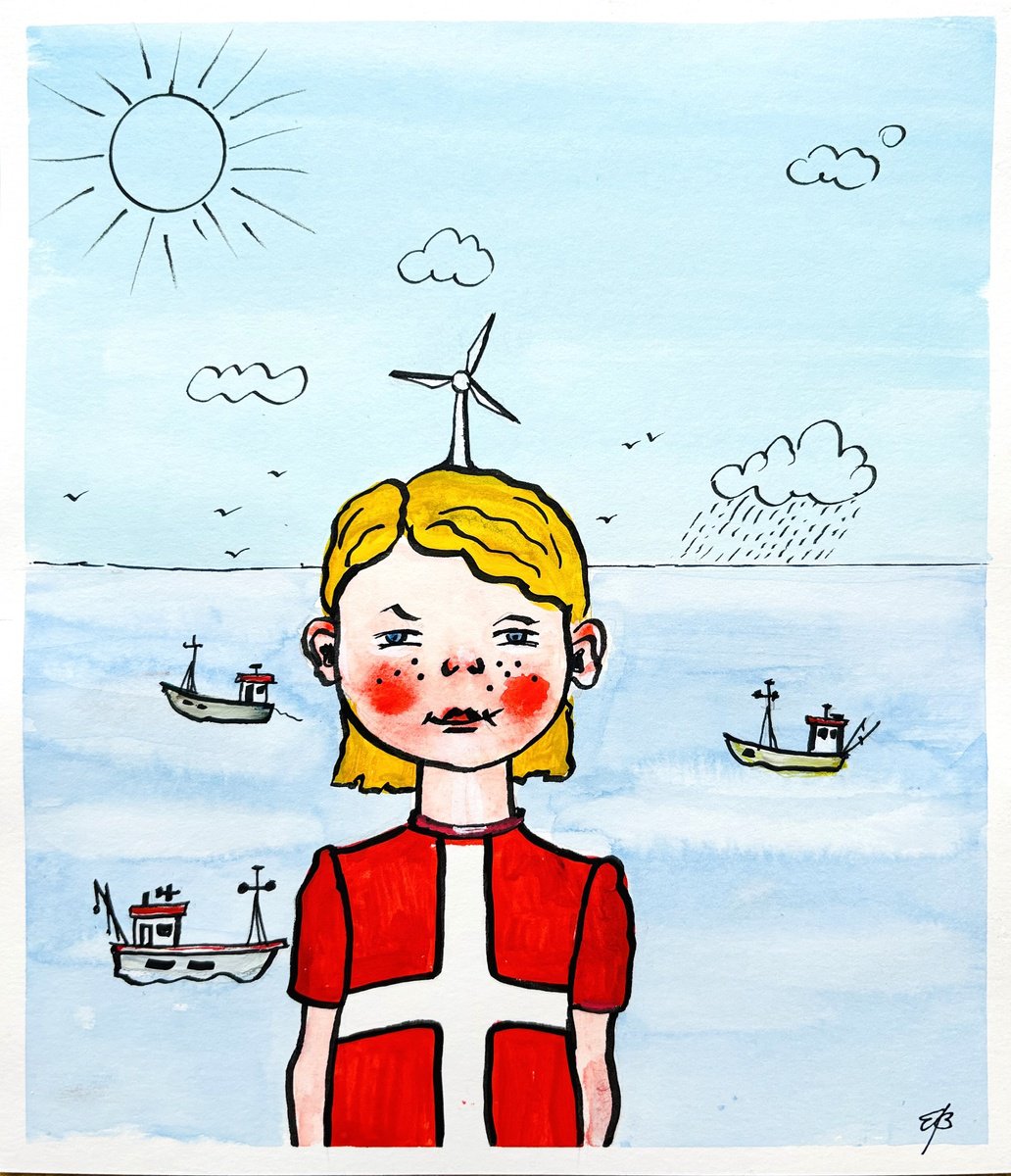 Cartoon Portrait Drawing By Lena Smirnova, 8 X 9", Danish Boy, Original Artwork