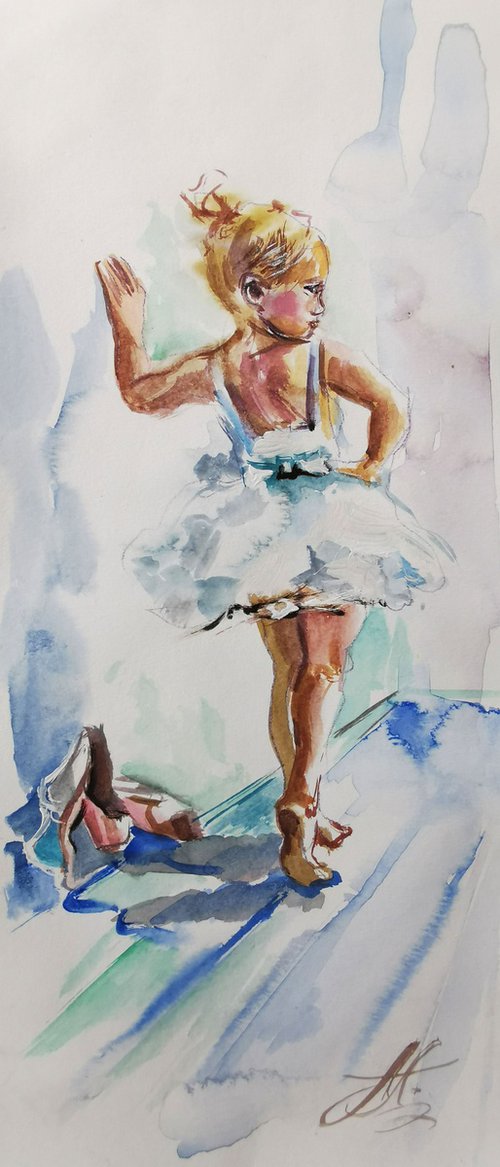 Ballet Art, Ballet dancer girl drawing on paper by Annet Loginova
