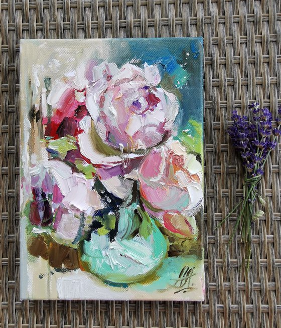 Peonies painting on canvas