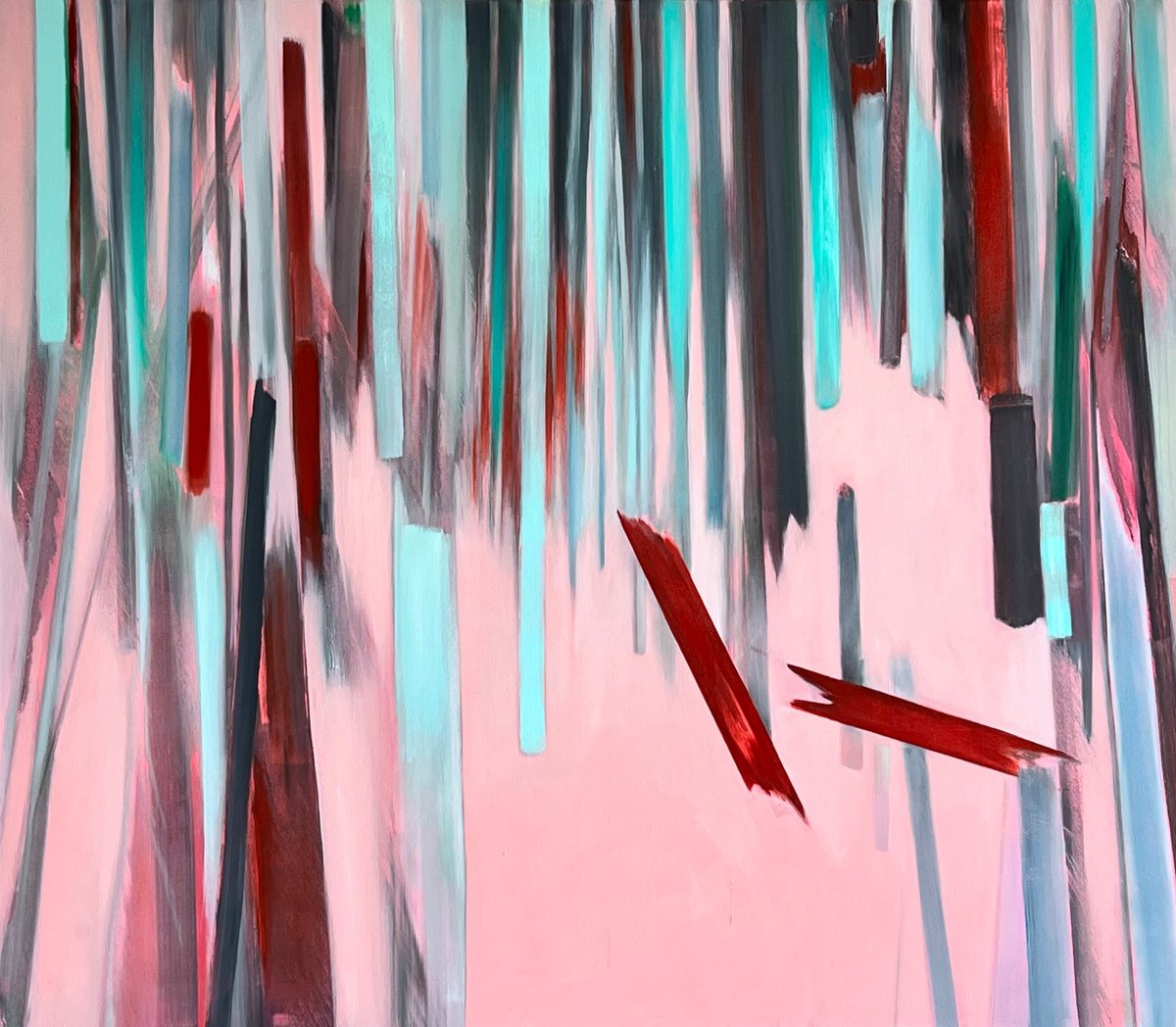 Organic Landscape Oil Painting By Katrin Roth, 61 X 53", Zwischenraum 6, Original Artwork