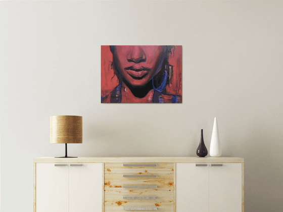 FLOW - Black woman oil portrait painting