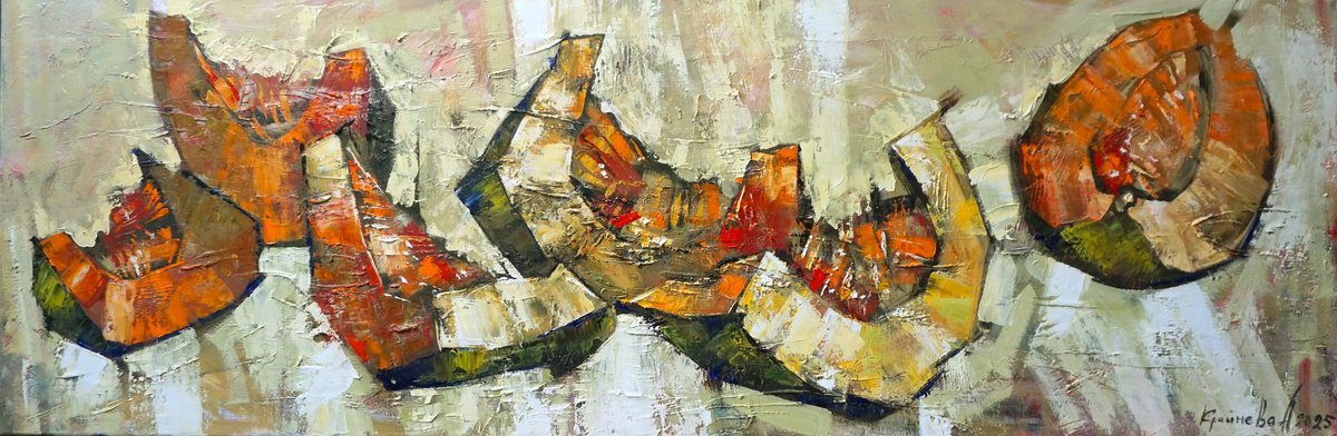 Impressionistic Still Life Oil Painting By Anastasiia Kraineva (Masniuk), 59 X 20, Sweet November, Original Artwork