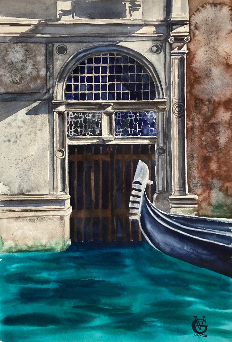 Impressionistic Landscape Watercolour By Valeria Golovenkina, 15 X 22", Piece Of Venice, Original Artwork