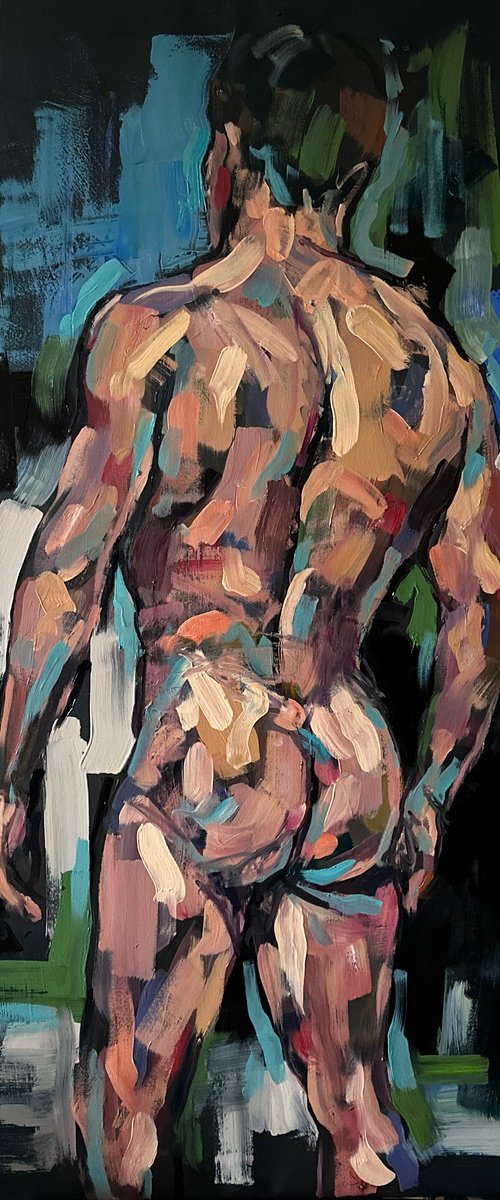 Male body oil painting by Emmanouil Nanouris