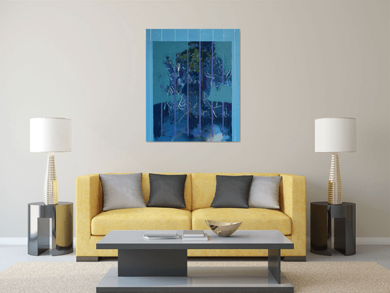 Abstract Face in blue