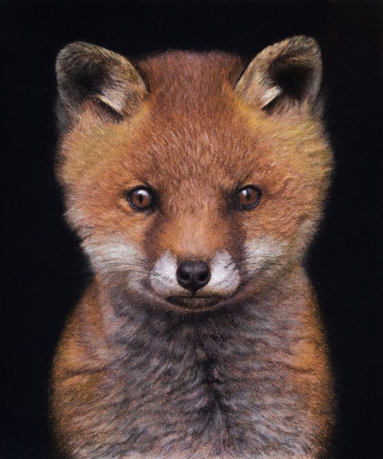Original pastel drawing "Little foxy"