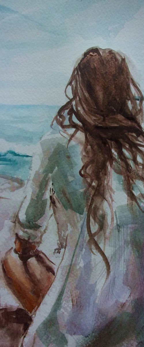 " MEMORIES ... "  original WATERCOLOURS painting  GIFT MODERN URBAN ART OFFICE ART DECOR HOME DECOR GIFT IDEA by Monika Luniak