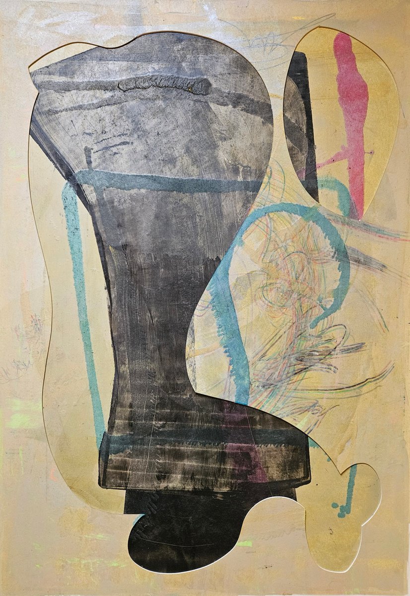 Surrealistic Abstract Collage By Stefano Mazzolini, 28 X 39", Tambulf, Original Artwork