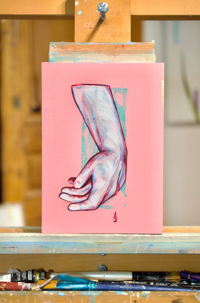 Expressive Portrait Acrylic Painting By Paul Ward, 6 X 8", Before My Eyes, Original Artwork