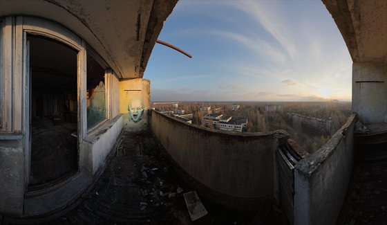 #72. Pripyat 16 Floor Sunrise Balcony Face 1 - XL size