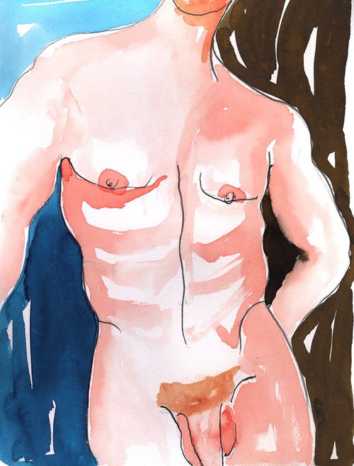 Male Nude Study by Ewa Dabkiewicz