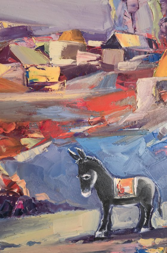 Village Under Crimson Sky