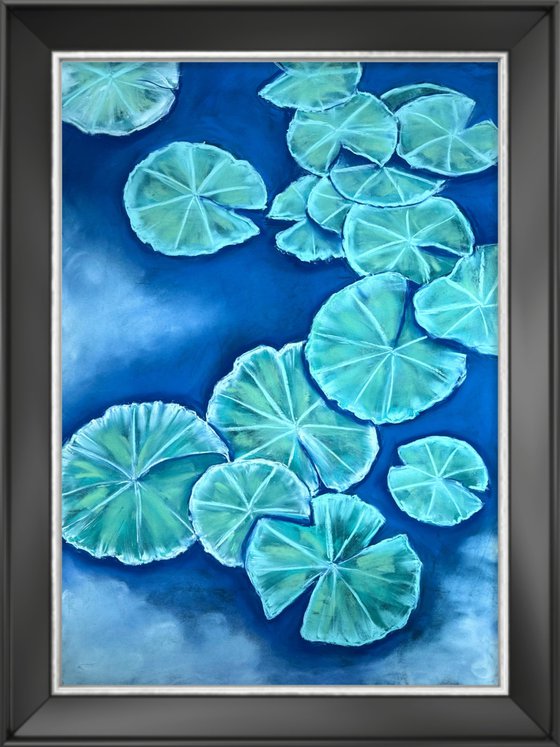 Water lilies on the water Pastel