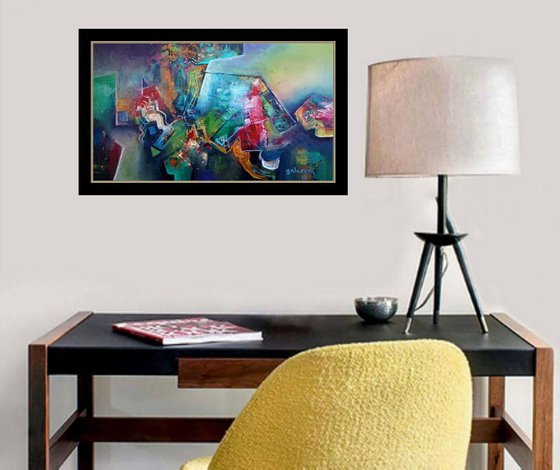 Informal Dream, Multicolored Geometric Art Painting, Orizontal Canvas