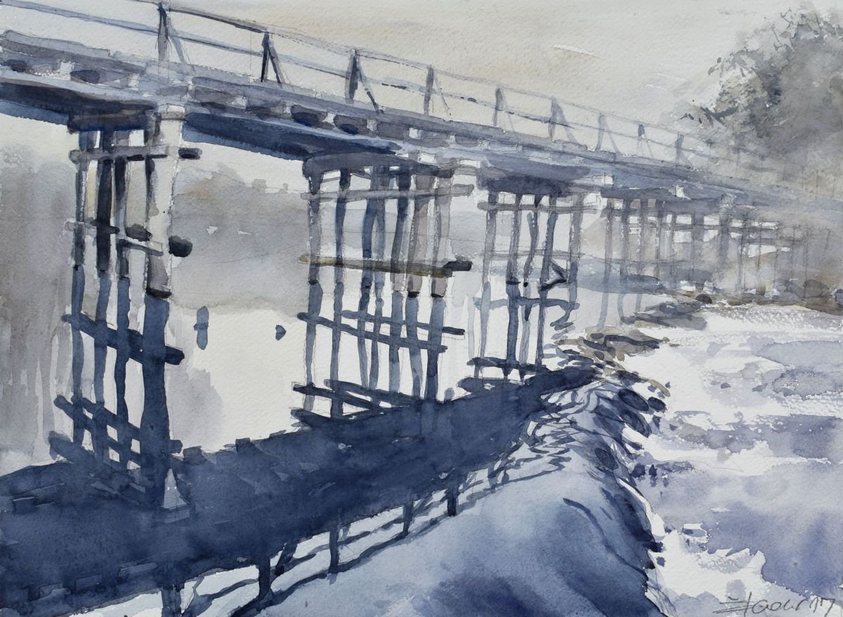 Bridge over troubled water.... by Goran Zigolic Watercolors