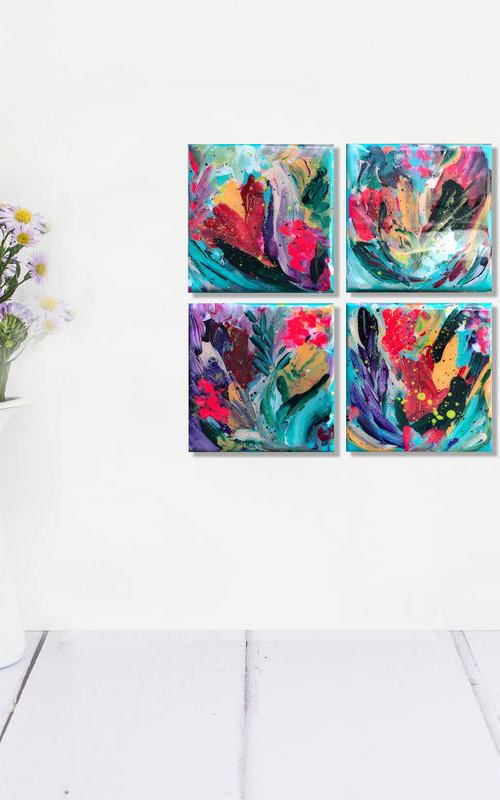 Flower quartet-LIQUID GLASS COATED by Filothei Croonen