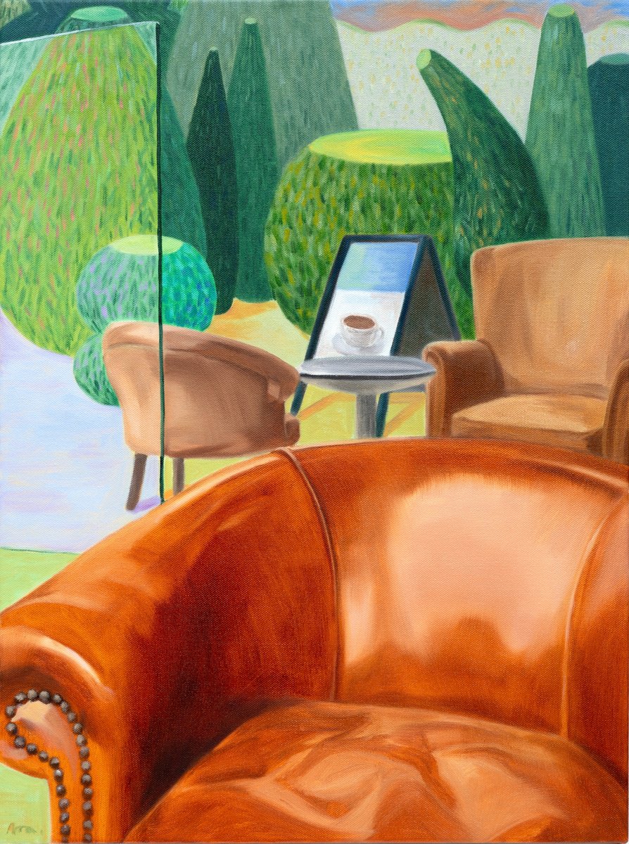Topiary Garden Cafe By Ara Youn, 18 X 24, Artwork For Sale On Artfinder